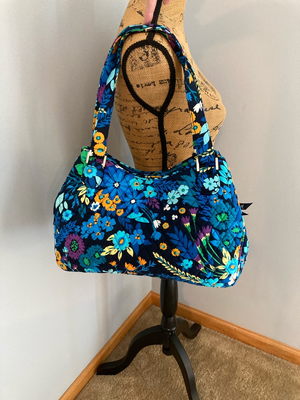 NWOT Vera Bradley Emily Satchel Shoulder Bag Midnight Blues Triple Compartment